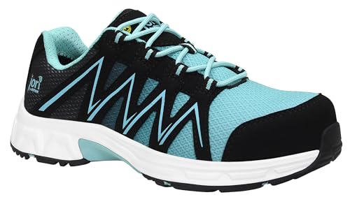 Jori Sicherheitsschuhe jo_Speedy Black-Aqua Low ESD S1PS, Damen, Textil, Kunststoffkappe (Leichter als Stahlkappe), leicht, sportlich 39, Schwarz-Türkis