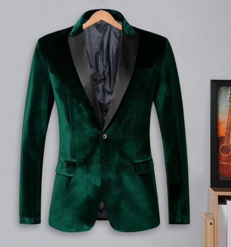 VENNYNG Men's Velvet Blazer Jacket for Winter One Button Stylish Coat for Groom and Groomsmen.4