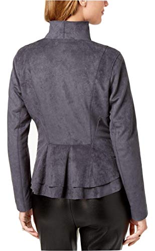 BCBGeneration Women\'s Ruffle-Hem Faux-Suede Moto Jacket, Charcoal, XL - Thumbnail 3