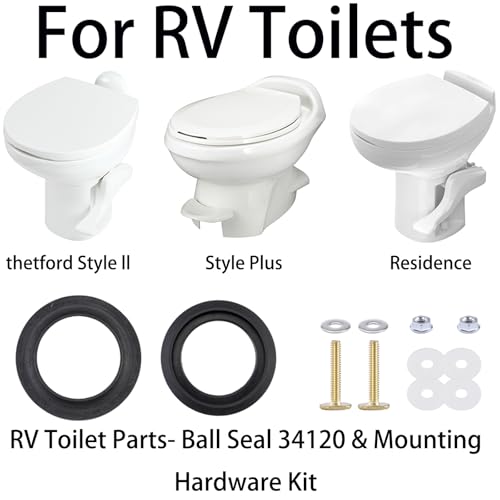 Image of altivox RV Toilet Seal Replacement Kit for Thetford RV Toilet,Perfect fit for Thetford Aqua Magic Style II /Plus /Residence - 34120 Waste Ball Seal & Hardware | Fix Leaks, Odor-Proof, Easy Install