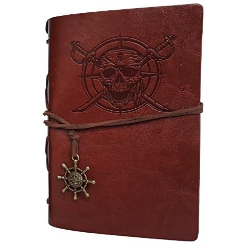 Pirate Notebook - Journal - Diary - Notepad- Faux Leather Cover with Replaceable Sheets Cover
