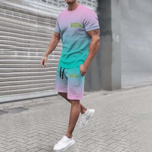Ensemble t-shirt ample homme et short vert menthe taille L - 3