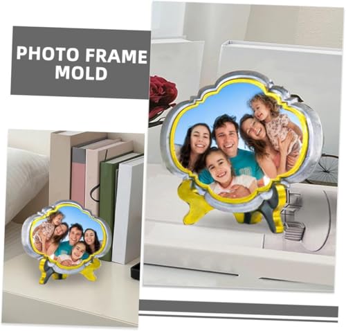 Image of Romantic Resin Photo Frame Silicone Mold Set for DIY Crafts - 7x6 Inch Picture Frame & Easel Stand Molds - Reusable Epoxy Resin Molds for Art, Valentine's Day Gifts, Home Decor