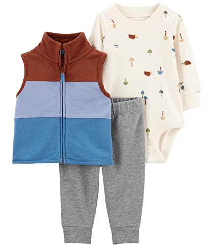 Image of Carter's Baby Boys' 3 Piece Plaid Patch Little Vest Set