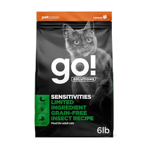 Go! Solutions Sensitivities Limited Ingredient Insect Grain-Free Dry Cat Food, Chicken-Free Kibble Made by Experts for Sensitive Stomachs & Food Allergies, for Adults, & Seniors, 6 lb Bag