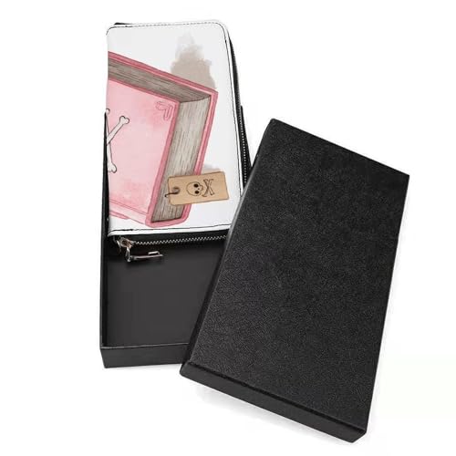 Pastel Pink Spell Book PU Leather Clutch Long Bifold Wallet, Coin Purse Credit Pass Case, Durable Card-Holder Money Storage for Women Men3