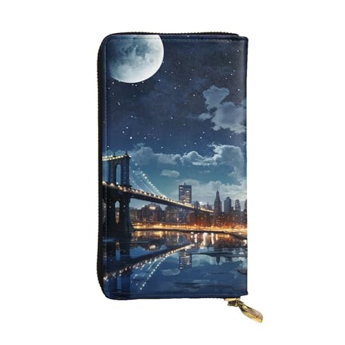 Portefeuille long en cuir Lune NYC pour femme avec porte-carte et téléphone