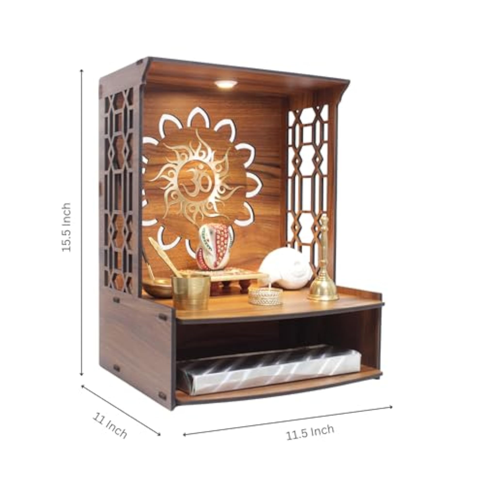 Wall Mounted Wooden Pooja Mandir for Home