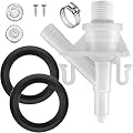 Dreyoo 385311641 RV Toilet Water Valve Compatible with Dometic and Sealand 300 310 311 320 and 321 Series Pedal Flush Camper Trailer Marine Toilets, Flush Valve Replacement with 2 Sealing Ring