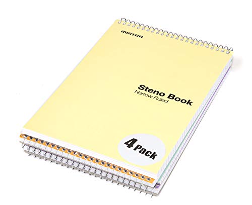 Mintra Office Steno Book - (Pastel Colors, 4 Pads/Pack, Narrow Ruled) - 6Inx9In, 70 Sheets, Notebook For Writing Notes In School, University, College, Work, Office #TOP1