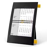 3-Monatskalender Tisch 2026 2027 - Büro & Homeoffice Tischkalender mit Drehmechanik - 2-Jahres-Kalender - schwarz/gelb - Truento