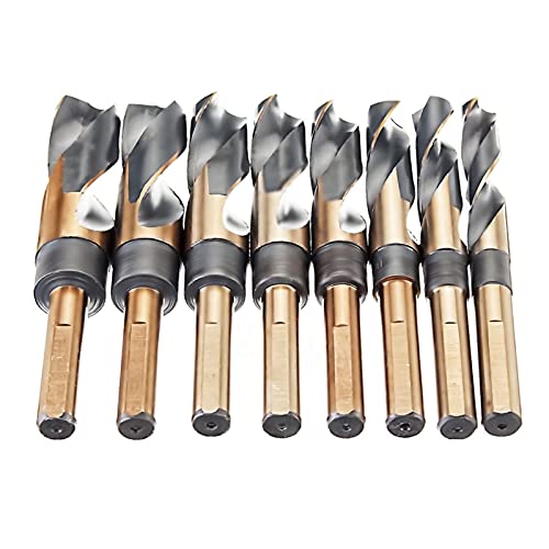 WKWPYCYUH 8pcs Torno reducido 1/2 'Shank Hss Juego de Broca de torsión de Banco CNC Métrico 14-25.5mm bit