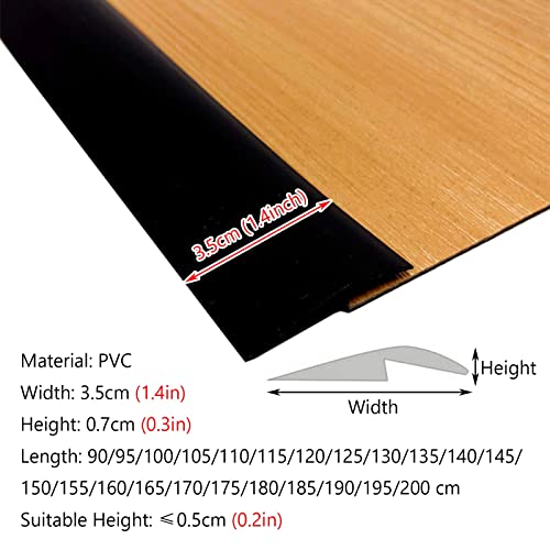 Carpet Floor Transition Strip, Flooring Trim/Tile Trim Edging/Pvc Flooring Edge Trim Self Adhesive, Rubber Reducer Molding Heavy Duty Waterproof (Black L 100Cm (39.4In)) #TOP3