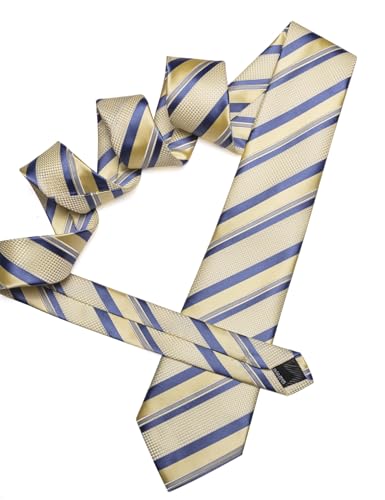 Image of Barry.Wang Mens Tie Set Plaid Check Neckties Formal Business Wedding Luxury Pocket Square Cufflinks