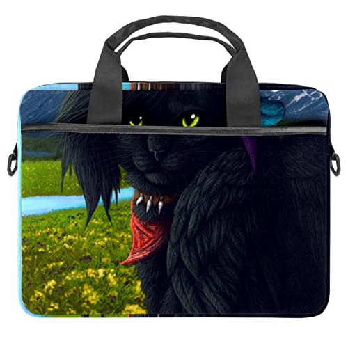 Sacoche ordinateur 13 pouces pour télétravail imprimé chat noir de montagne