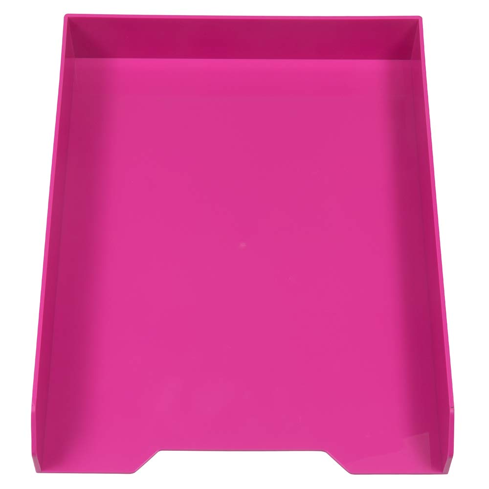 JAM PAPER Stackable Paper Trays - Pink - Desktop Document, Letter, File Organizer Tray - 2/Pack