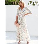 ANRABESS Women’s Summer Loose Boho Flowy Wrap V Neck 3/4 Sleeve Floral Print Slit Beach Wedding Guest Long Maxi Dresses - Image 2
