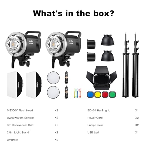 Ficha técnica Godox MS300V Kit compacto de flash estroboscópico de estudio con soporte Bowens lámpara de modelado LED sistema X inalámbrico de 2.4 G reciclaje de 5600 K 1.3 s a salida de potencia completa - Fernando Cortés Ficha técnica Godox MS300V Kit compacto de flash estroboscópico de estudio con soporte Bowens lámpara de modelado LED sistema X inalámbrico de 2.4 G reciclaje de 5600 K 1.3 s a salida de potencia completa - Fernando Cortés