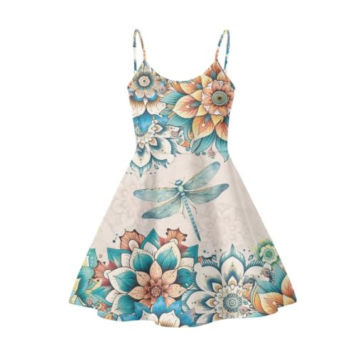 Image of Women's Spaghetti Strap Dress Summer Casual Swing Sundress Girls Beachwear Swing Mini Dress