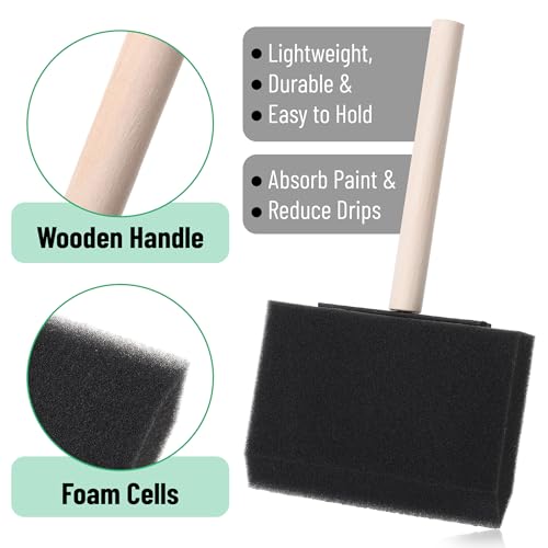 image for Bates Choice Bates- Foam Paint Brushes, 4 Inch, 25 Pack, Black Foam Br