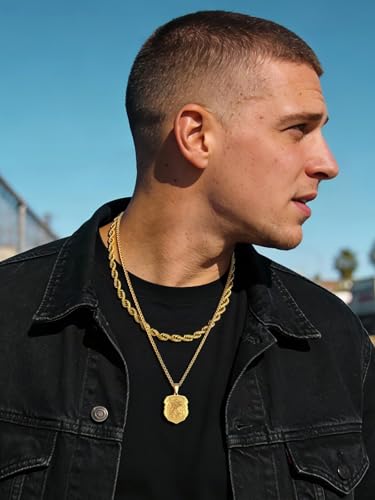 Image of U7 Saint Michael Necklace for Men,Stainless Steel /18K Gold Plated St Michael Archangel /Saint Benedict /Saint Christopher Pendant Amulet Necklace for Men Women