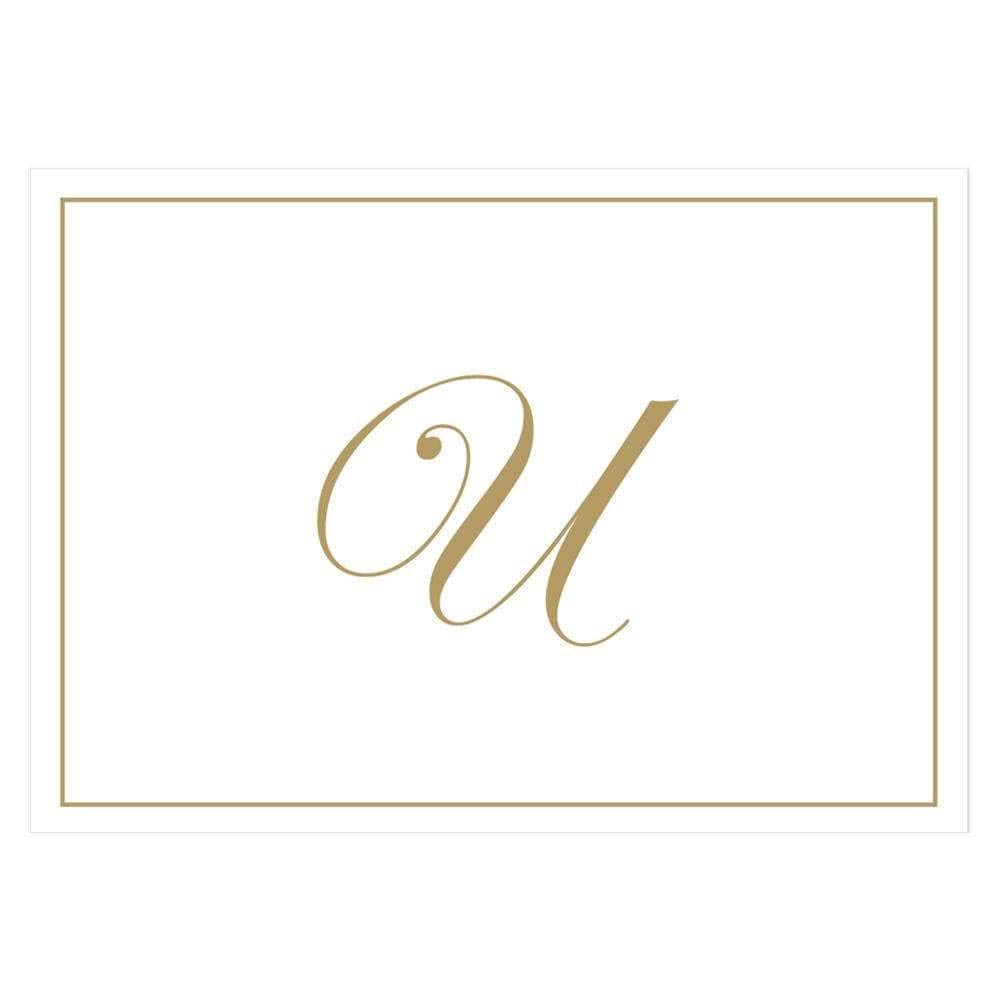 Caspari Gold Embossed Initials Boxed Note Cards in Letter U, 16 Cards &amp; Envelopes