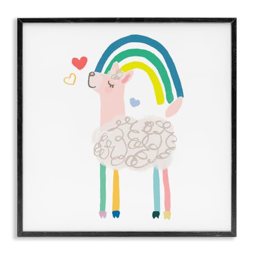 Sweet Pastel Rainbow Sheep Hearts, 12 x 12 Inch Framed Giclée Print