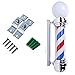 Produktbild Beckye Barbierstab Leuchtkugel Barber Pole Friseur Salon Licht Schild Traditional Weiß Blau Beleuchtende Rotierende Streifen Mit Led-Zeichen Licht Mauer Lampe / 90cm/35in