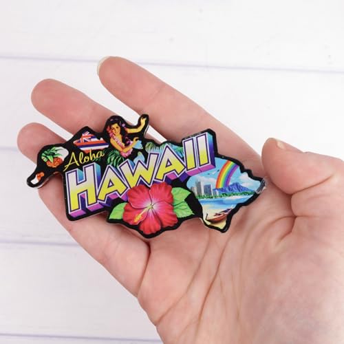 Imán Acrílico Decorativo con Forma de Hawaii 3.75 x 2 pulgadas miniatura 3