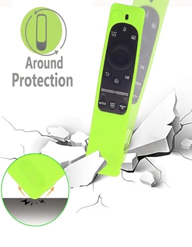 Image of Silicone Tv Remote Cover Compatible with Samsung Smart TV Remote BN59-01312A QLED 8K 4K Protective Cover with Loop - (Remote Control not Included) (Luminous Green - Style 9)