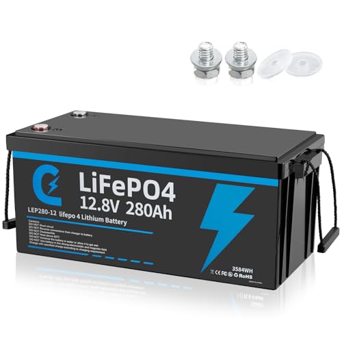 Lifepo4 280ah 12v Lithium Batterie Mit Deep Cycle 12.8v 280ah Wiederaufladbar Batterie Mit Bms Schutz 15000 Zyklen Perfekter Ersatz Bleiakku Geeignet Für Wohnmobil, Boote, Camping