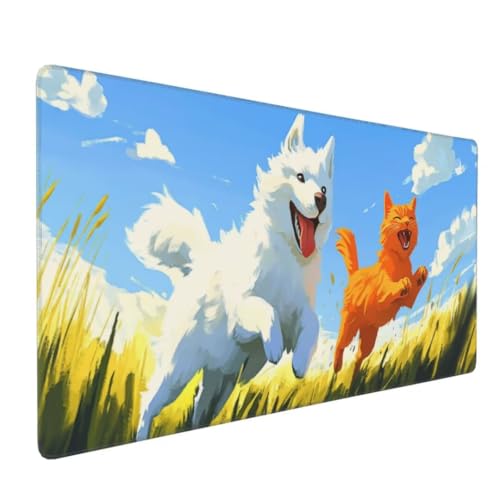 Tapis de souris XXL mignon chien imperméable pour grand bureau de gamer