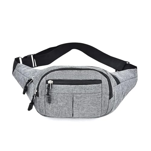 Sac banane imperméable gris avec bandoulière réglable pour le sport