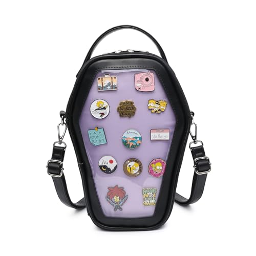 RAINBOW SMILE Ita Bag Backpack Gothic Coffin Shape Fashion Purses and Handbags Halloween JK Bags for Anime Pins Display
