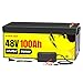 SCREMOWER 48V 100AH Lifepo4 Battery Built-in 200A BMS Grade A+ cell Deep Cycle Lithium golf cart Battery with 58.4V Charger for RV, Boat, Off-grid, Solar, Motorhome, Caravan