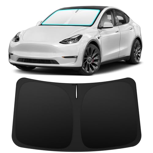 INSAUTO Custom Fit Windshield Sun Shade Accessories for Tesla Model Y Model 3 2016-2026 Foldable Front Window Sunshade UV & Heat Reflector Keeps Interior Cool Includes Storage Bag