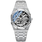 DAXIAOYU Fashion Top Brand Chenxi Automatic Mens Watches Mechanical Tourbillon Wrist Watch Waterproof Business Stainless Steel Sport (Silver Black)