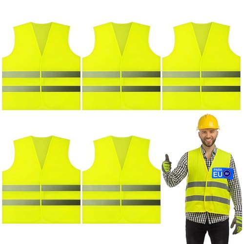 Kezidhp Chaleco reflectante para coche, 5 unidades, chaleco de seguridad para coche, chaleco de seguridad para niños y adultos, chaleco de seguridad de alta visibilidad, chaleco reflectante homologado