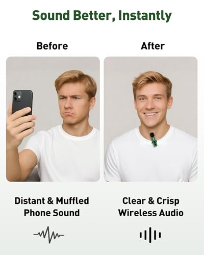 Image of USB C Wireless Lavalier Microphone for iPhone, iPad & Android Phone, Green