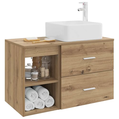 Muebles de baño de madera de roble con lavabo de 50 cm y armario de 30 cm 4