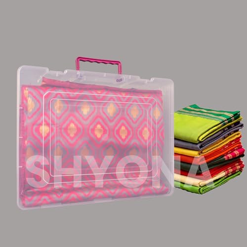 Image of Multipurpose Plastic Rectangular Storage Boxes with Locks and Handle Matte Finish for Saree, Laptop, Books (Set of 1, Bahurani)