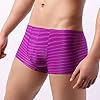 Boxer court pour homme taille basse à rayures colorées - Sous-vêtements de sommeil confortables - Sans démangeaisons - Culotte douce et antibactérienne - Poche bombée extensible, violet, M #4