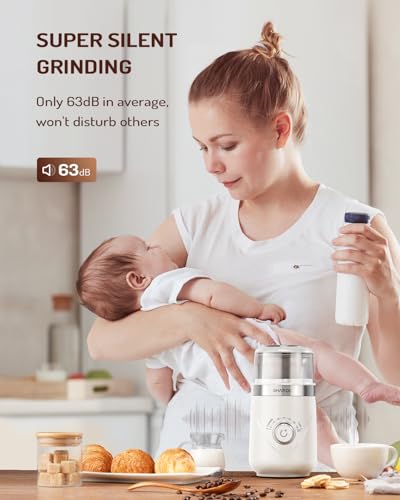 Image of SHARDOR Electric Super Silent Blade Coffee Grinder, Timed Grind Control Rotary Knob, Adjustable Coarse to Fine for Coffee Beans, Spices & Herbs, with 1 Removable Stainless Steel Bowl, Cream