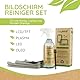 SOYECO ECO Bildschirmreiniger Set 500ml mit 2X Mikrofasertücher & Pinsel - für eine umfassende Gerätepflege - Fernseh Displays (LCD, LED, OLED, QLED, TFT), Handy, Laptop sowie Tastatur, PC & uvm.