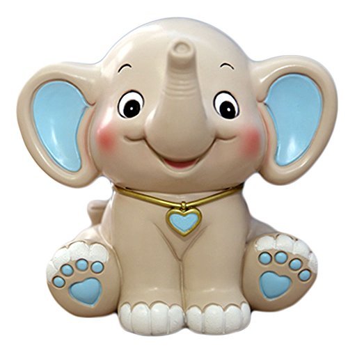 CHOOLD Cute Cartoon Elephant Piggy Bank Coin Bank Saving Pot Money Box for Kids Birthday Gift Nursery Decor (Blue)