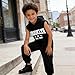 Voxikodex Size 11 12 Years Teen Boys Clothes 2 Piece Sleeveless T-Shirt Tops & Cargo Pants Teen Boys Spring Summer Fall Outfits Set Black(11-12Y)