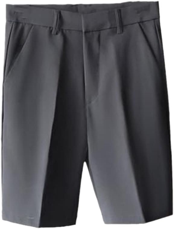 Men Summer Casual Solid Color Pleated Shorts Quick Dry Work Shorts Knee Length Streetwear Breathable Short