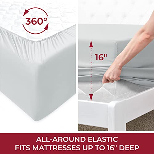 Mellanni Split King Sheet Set For Adjustable Bed - Iconic Collection Bedding Sheets & Pillowcases - Extra Soft, Cooling Bed Sheets - Deep Pocket Up To 16" - Easy Care - 5 Pc (Split King, Light Gray) #TOP2