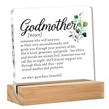 Godmother Gifts From Goddaughter Godchild Godson, God Mother Gifts for Birthday Christmas Mother's Day, Godmother Definition Clear Acrylic Desk Decorative Sign for Home Decor, 4 x 4 Inches