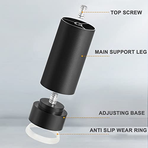 Patas de metal para muebles de salón: pack de 4 soportes negros regulables de alta resistencia 3